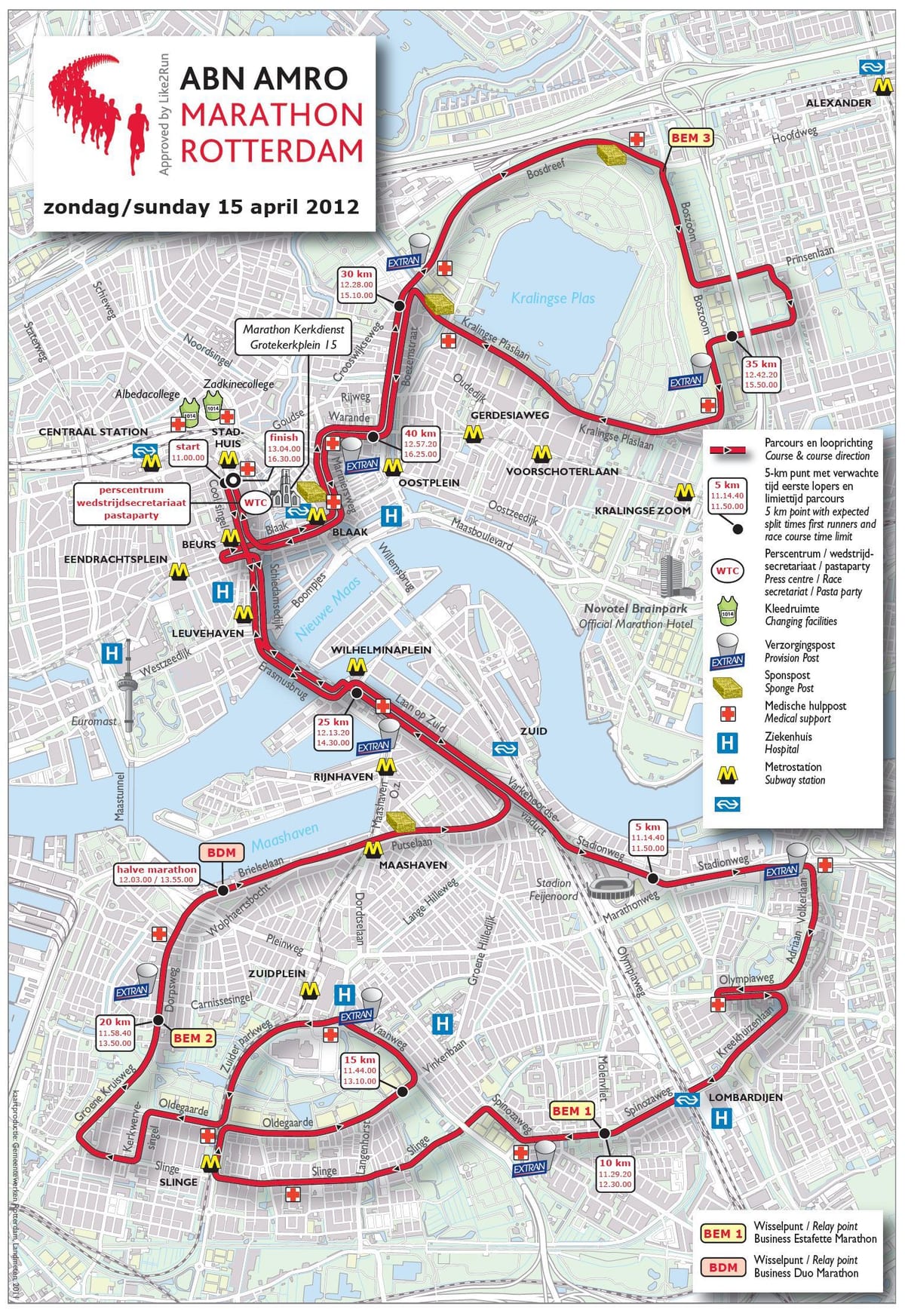 Peta dari Rotterdam marathon 