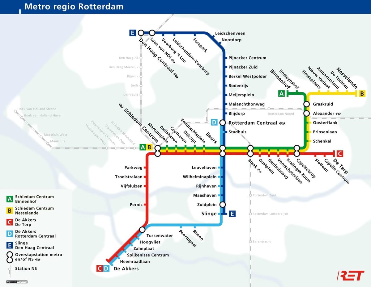 Rotterdam peta kereta bawah tanah